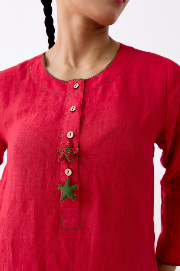 Red Star Kurta Set