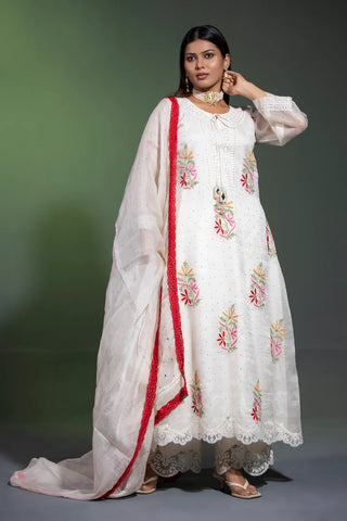 Noor Silk Organza A-Line Kurta with Pants and Dupatta