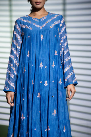 Indigo blue tiered Anarkali