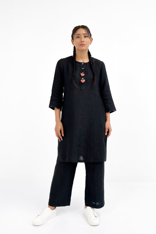 Black Prism Heart Kurta Set