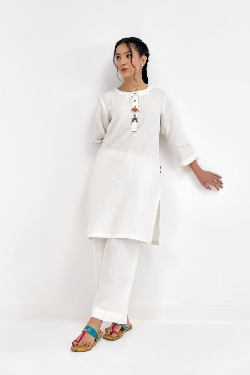White and Bright Kurta Set