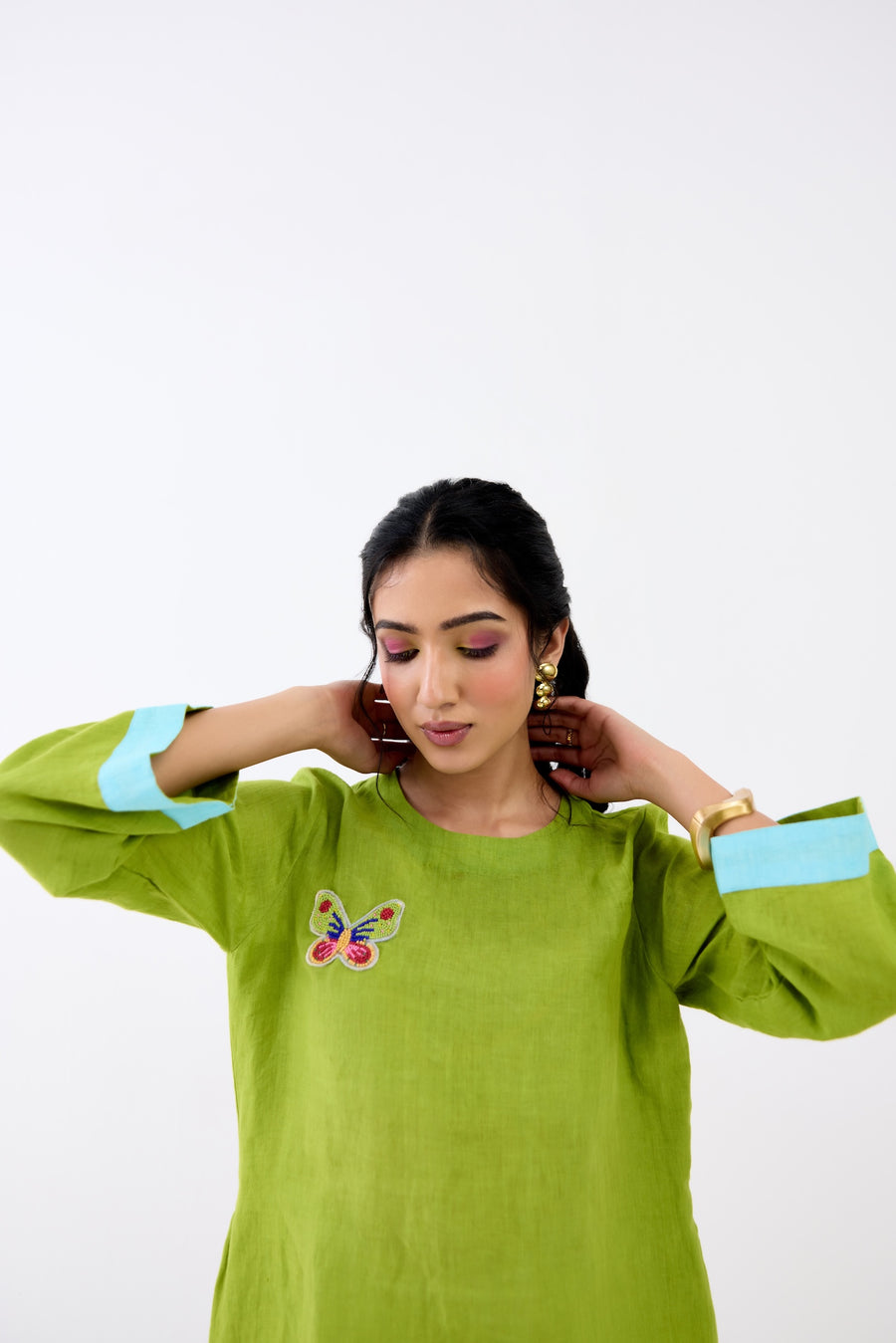 Green Butterfly Kurta Set
