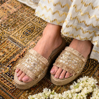 Gajra Gold Espadrilles Sandals