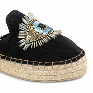Sleek Evil Eye Glare Espadrilles Charcoal Haut Platform