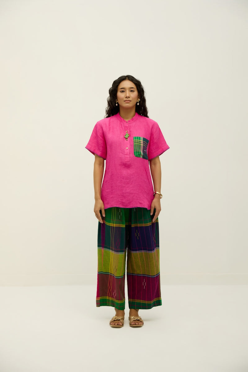 Pink Popsicle Linen & Jamdani Set