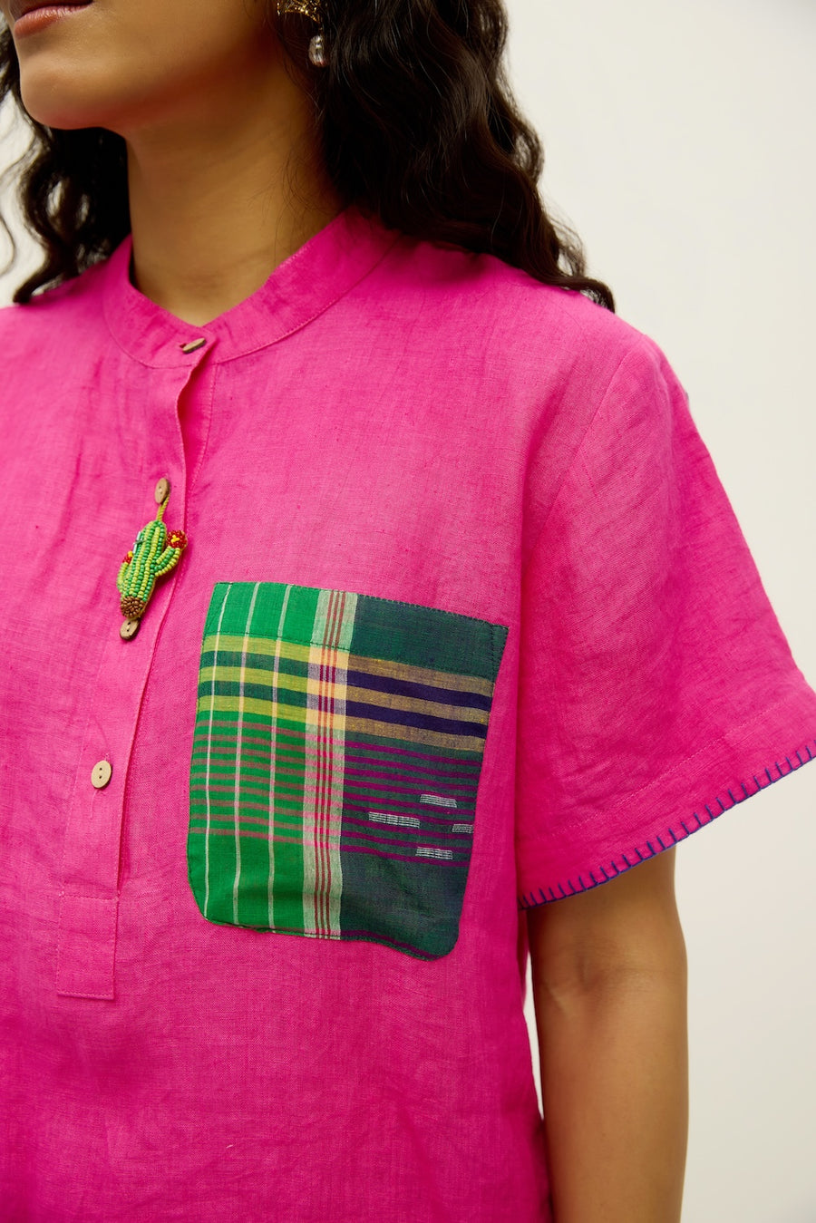 Pink Popsicle Linen & Jamdani Set