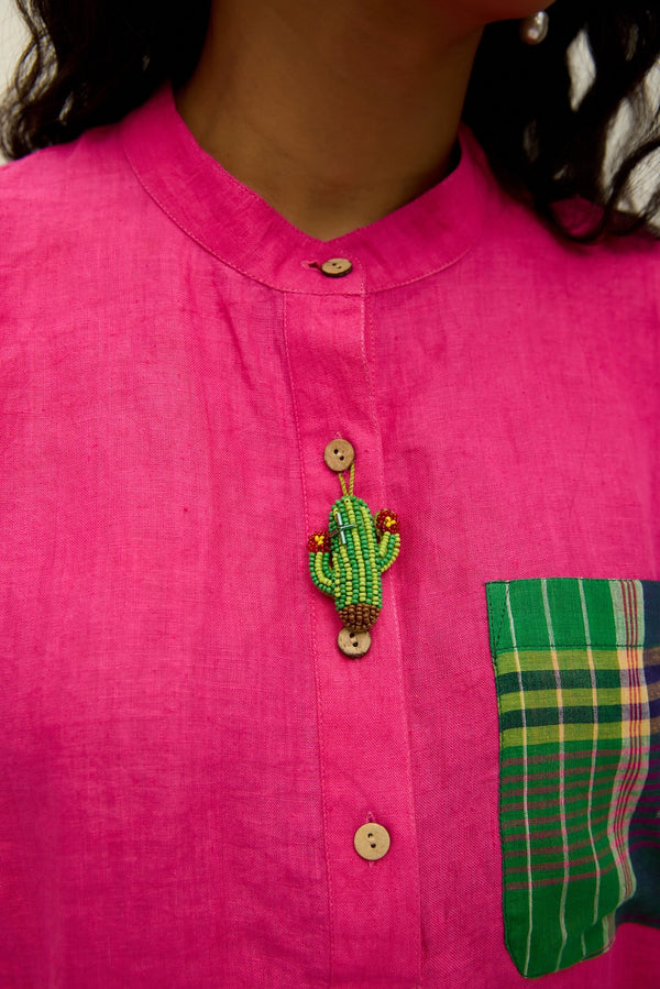 Pink Popsicle Linen & Jamdani Set