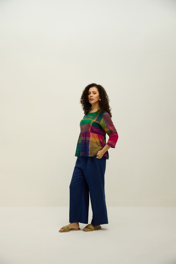 Kaleida Pop Jamdani Top & Linen Set