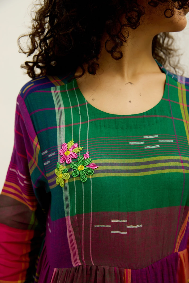 Kaleida Pop Jamdani Top & Linen Set
