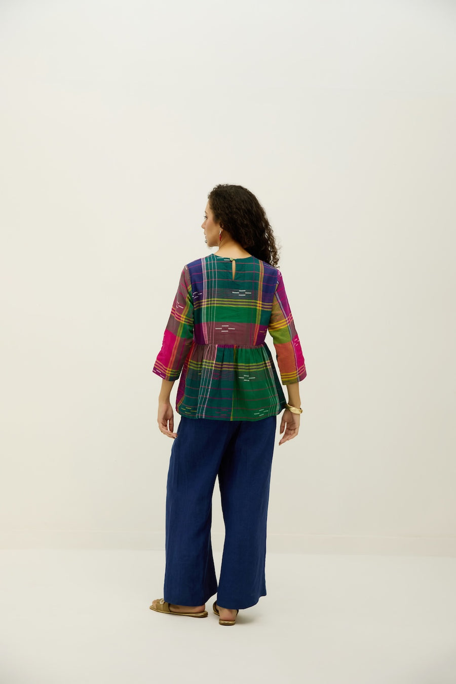 Kaleida Pop Jamdani Top & Linen Set