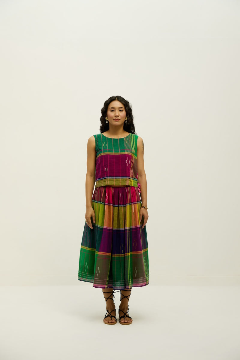 Kaleida Pop Jamdani Skirt Set