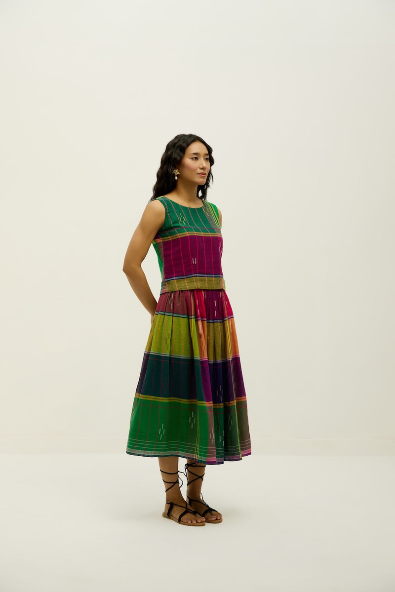 Kaleida Pop Jamdani Skirt Set