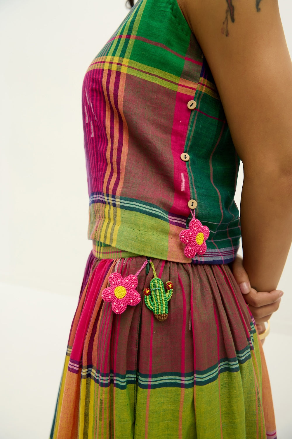 Kaleida Pop Jamdani Skirt Set