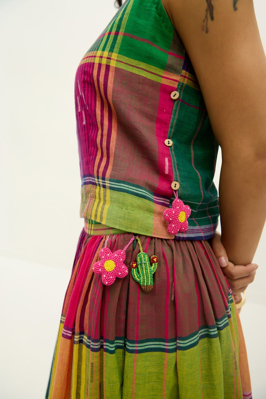 Kaleida Pop Jamdani Skirt Set