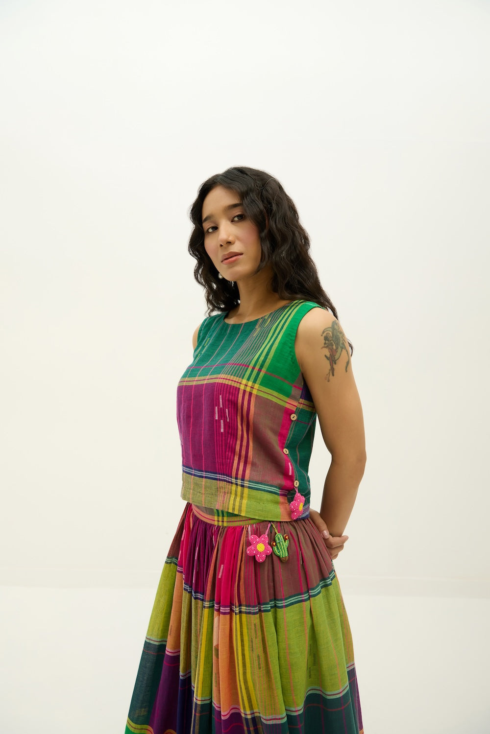 Kaleida Pop Jamdani Skirt Set