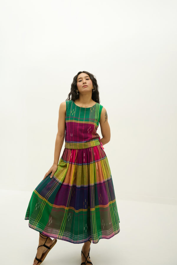 Kaleida Pop Jamdani Skirt Set