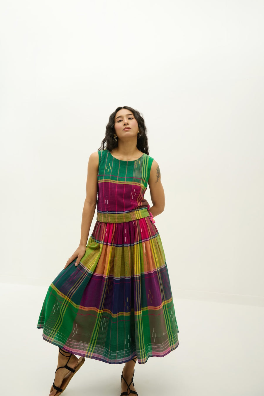 Kaleida Pop Jamdani Skirt Set