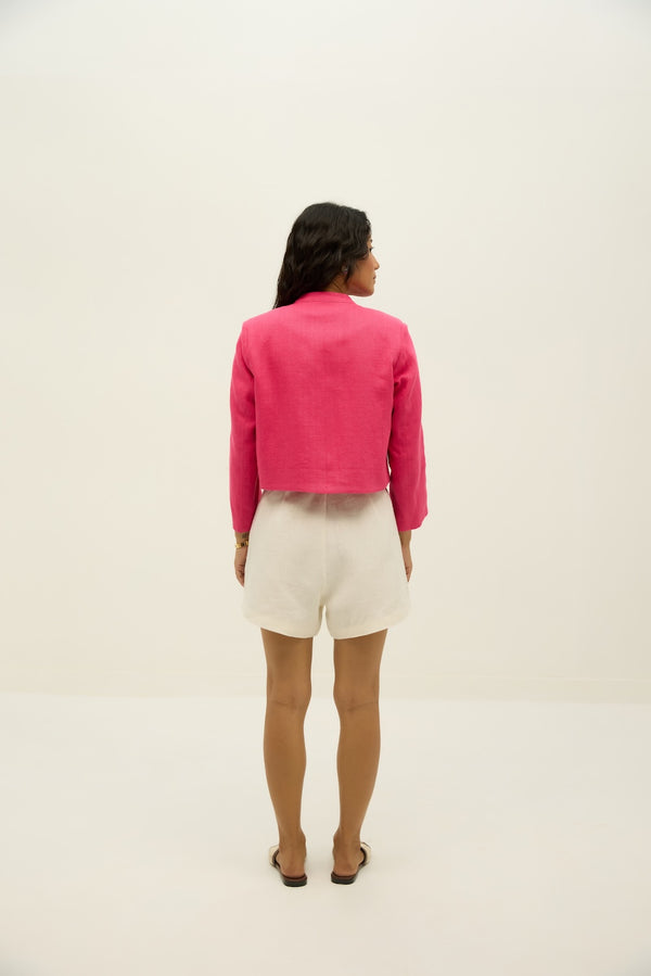 Popping Hearts Pink Linen Jacket