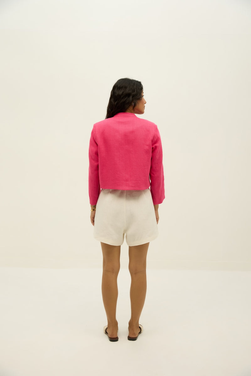Popping Hearts Pink Linen Jacket