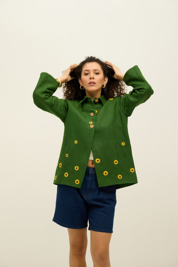 The Sunflower Theory Green Linen Jacket