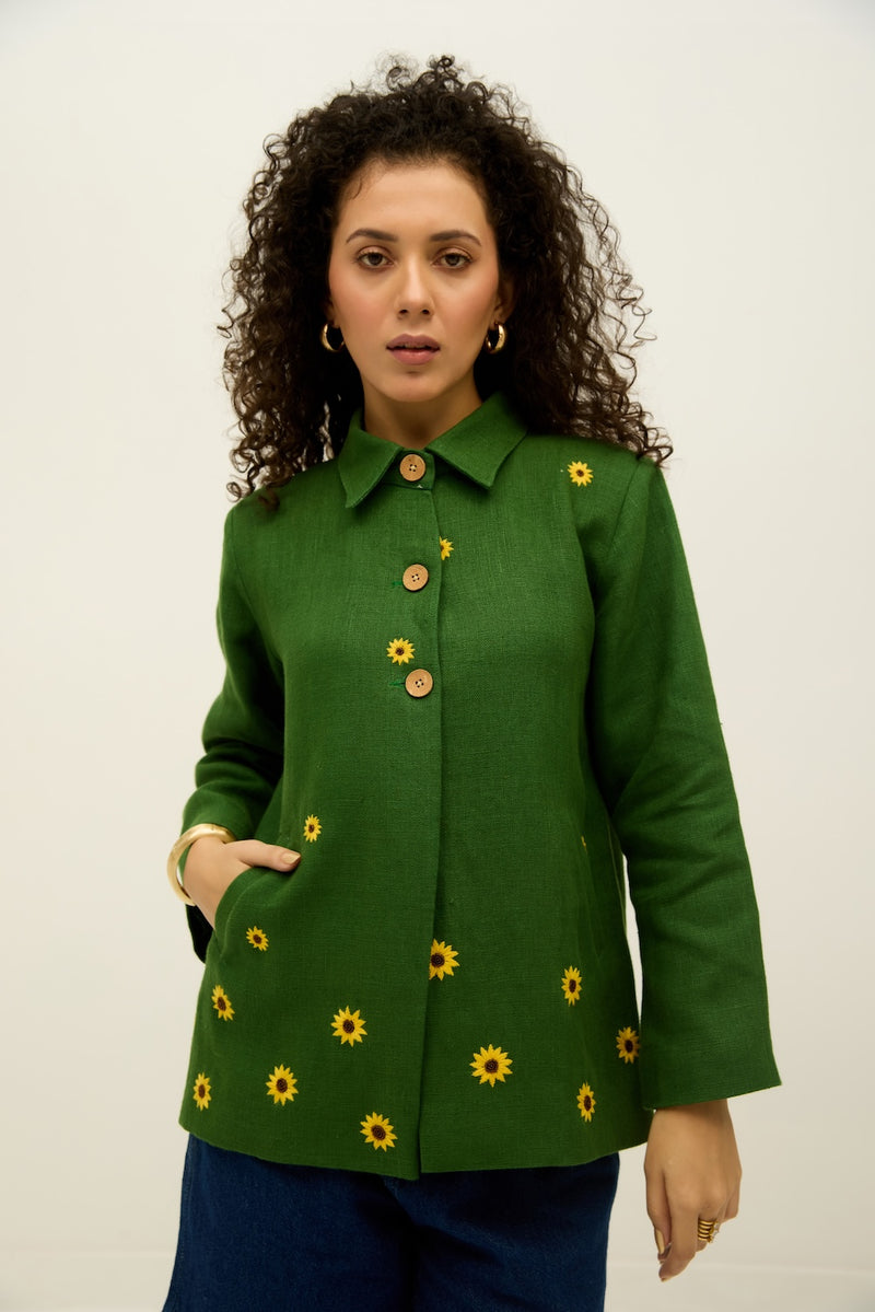 The Sunflower Theory Green Linen Jacket