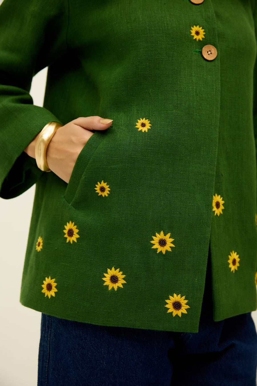 The Sunflower Theory Green Linen Jacket