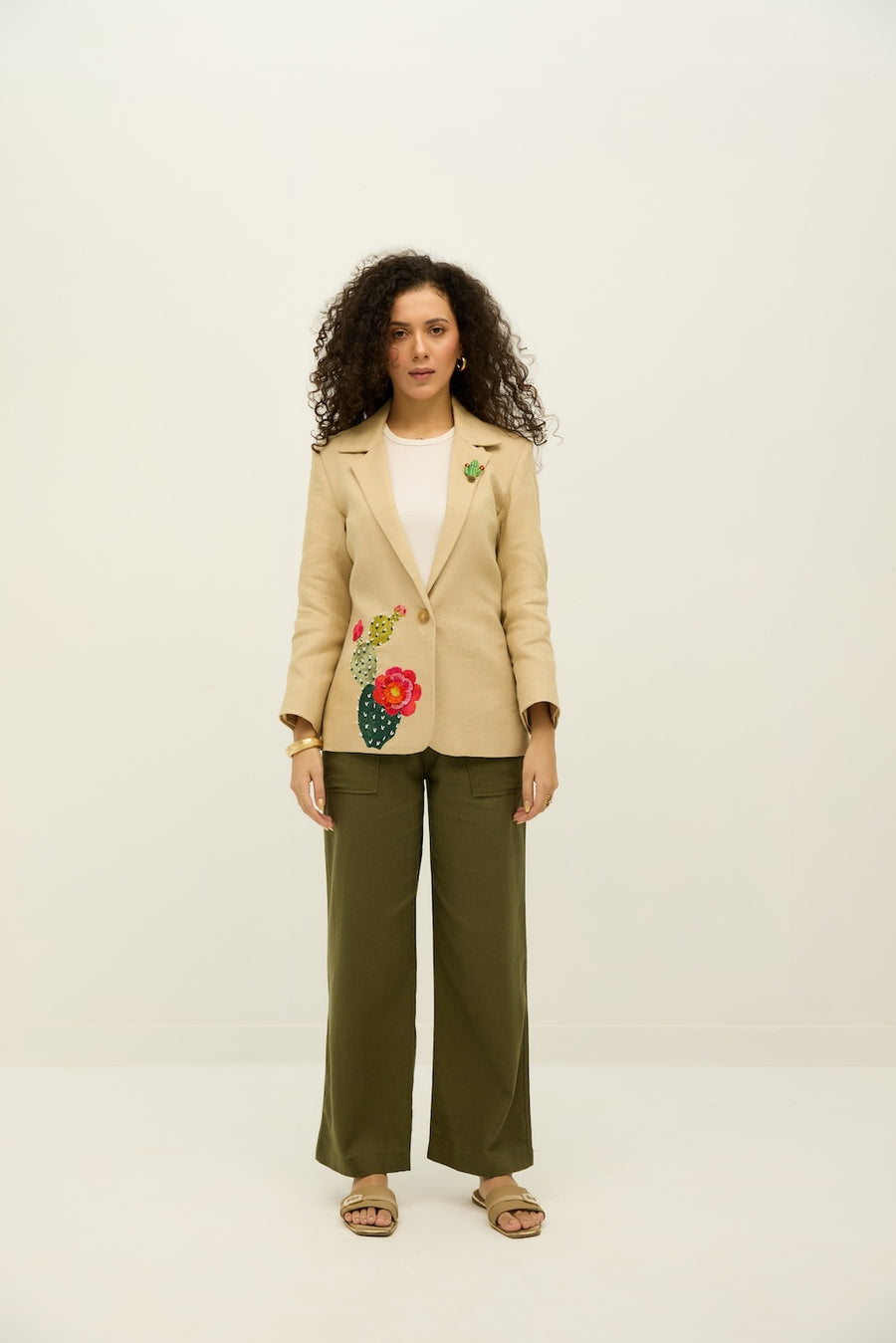 Desert Rose Beige Linen Blazer