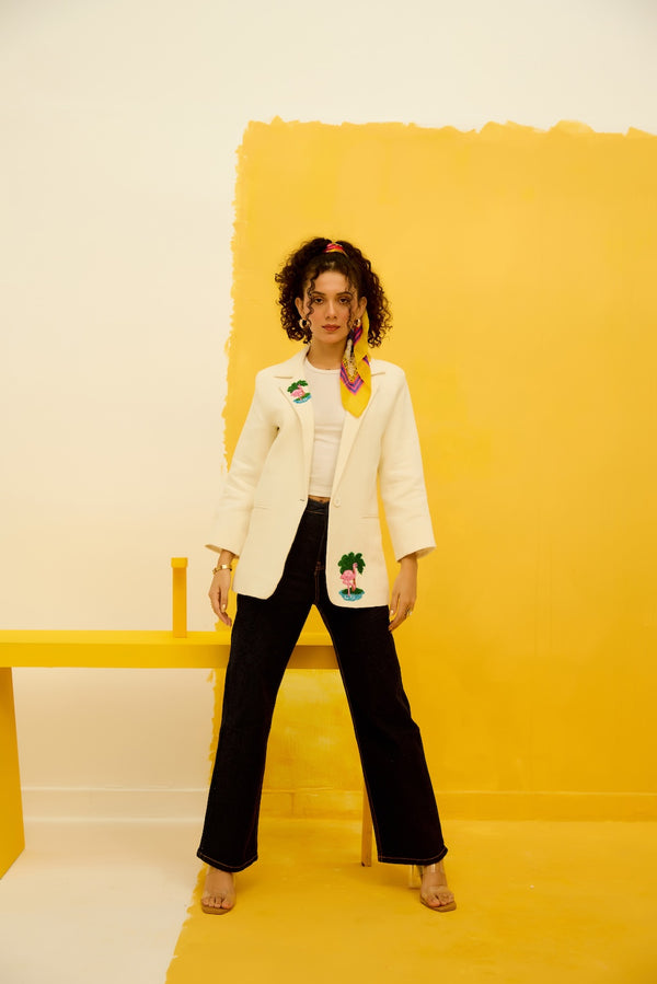 Like a Flamingo Linen Blazer