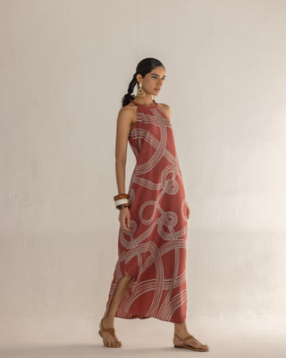 FLUID HALTER ROOTS DRESS