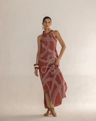 FLUID HALTER ROOTS DRESS