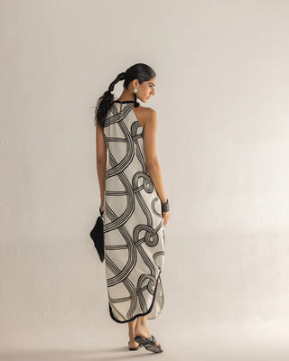 FLUID HALTER ROOTS DRESS