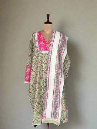 Heera jharokha Sage - Semi Stitched Set