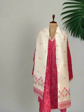 Rozana- Jharokha Crimson- Semi Stitched Set