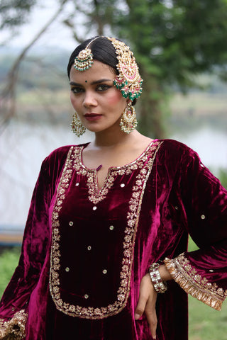 Regal silk velvet suit with Tissue Dupatta