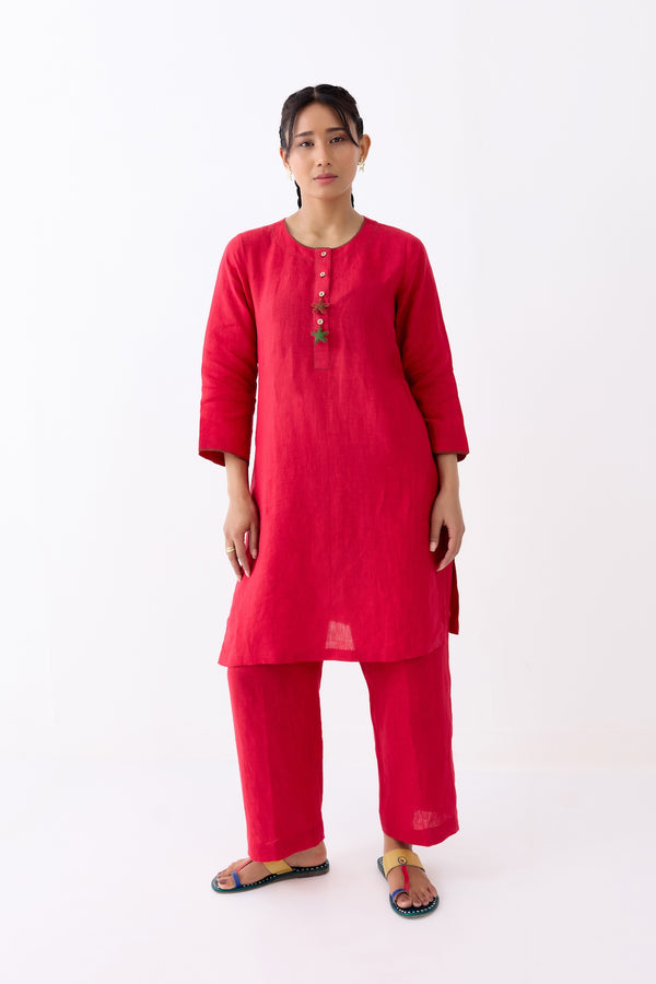 Red Star Kurta Set