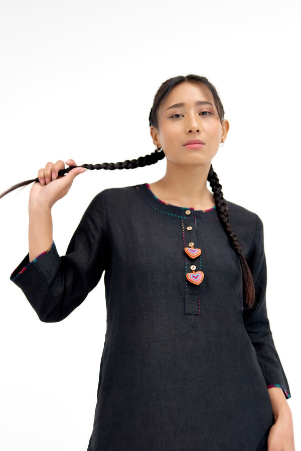 Black Prism Heart Kurta Set
