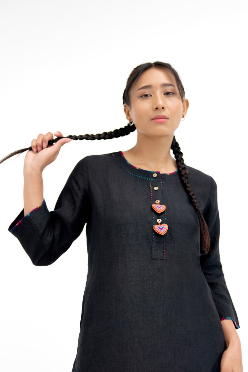 Black Prism Heart Kurta Set