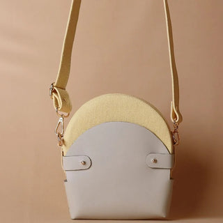 Yellow Canvas and Off-White Leather Crossbody Sling: Olivia
