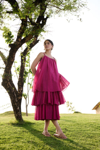 Hot pink block print - Princess Dress