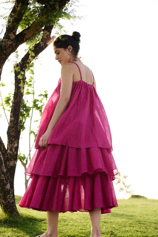 Hot pink block print - Princess Dress