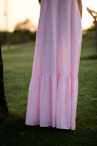 Pink madras stripes - Birds of Paradise