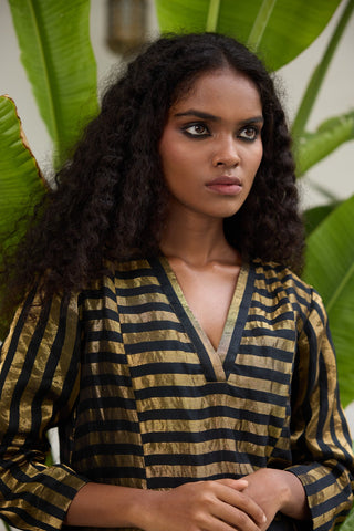 Kalakriti Tunic - Black & Gold Stripes