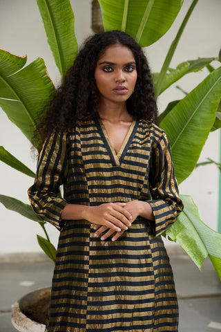Kalakriti Tunic - Black & Gold Stripes