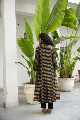 Kalakriti Tunic - Black & Gold Stripes
