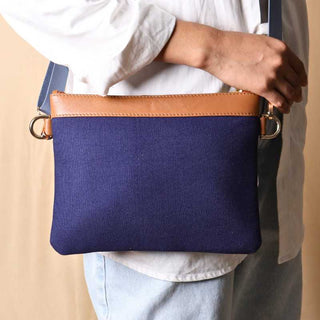 Crossbody Canvas Sling Bag in Deep Blue