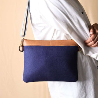 Crossbody Canvas Sling Bag in Deep Blue