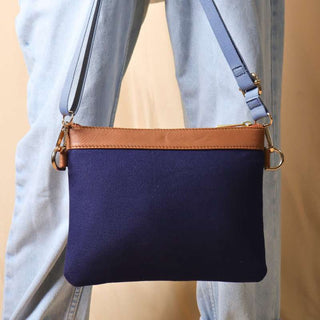 Crossbody Canvas Sling Bag in Deep Blue