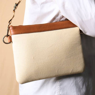 Crossbody Canvas Sling Bag in Off-White