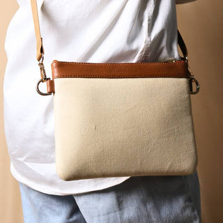 Crossbody Canvas Sling Bag in Off-White