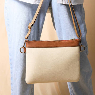 Crossbody Canvas Sling Bag in Off-White